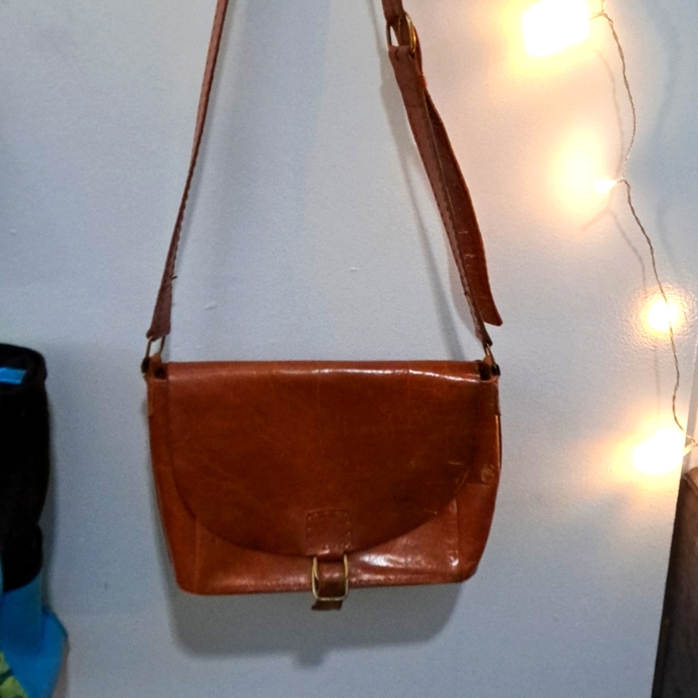 Boho Style Leather Messeger Bag With Wear